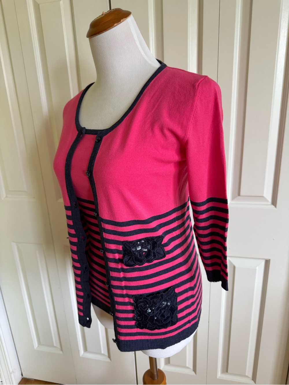 VDP Collection Pink/Navy Cardigan Set 6/42